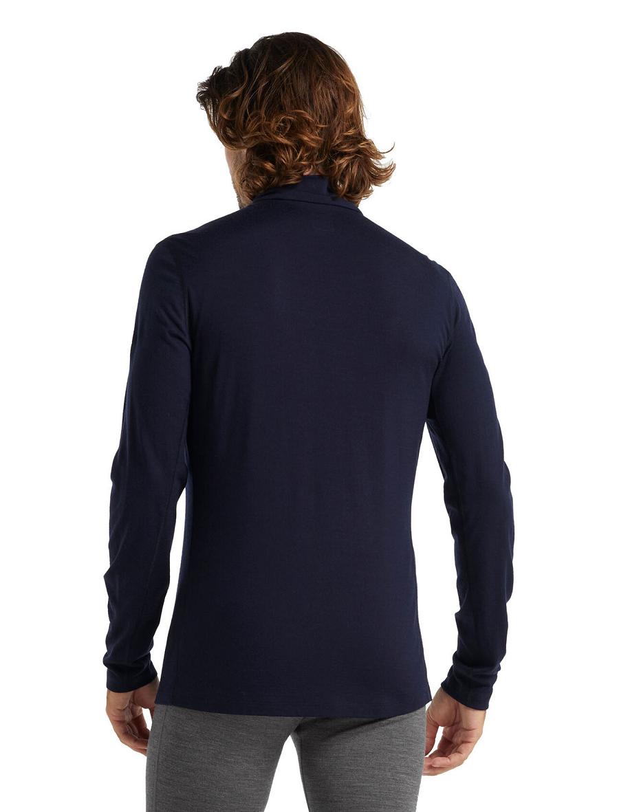 Base Layers Icebreaker Merino 200 Oasis Long Sleeve Half Zip Thermal Top Homme Bleu Marine | FR 1359OKIR